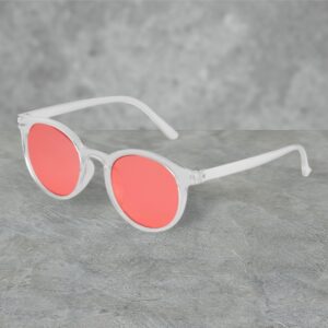 Retro Yuvarlak Şeffaf Pembe Cam Güneş Gözlüğü